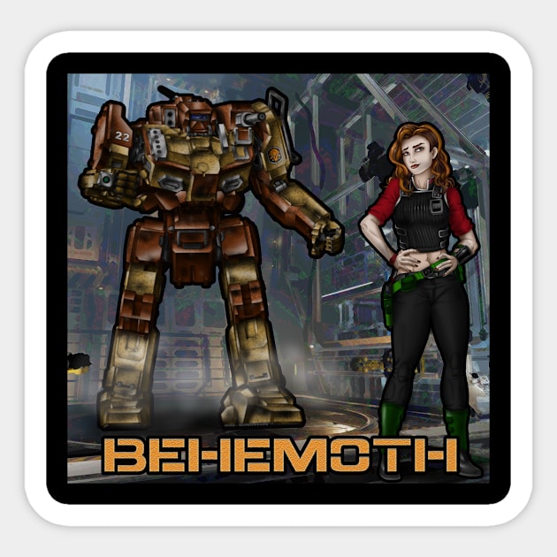 Behemoth and her SHD-2H Shadowhawk Battlemech Sticker by Oswald's Oddities